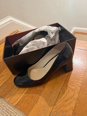 GIROTTI Black Patent Finish Block Heel Pumps | EU 39 | With Box